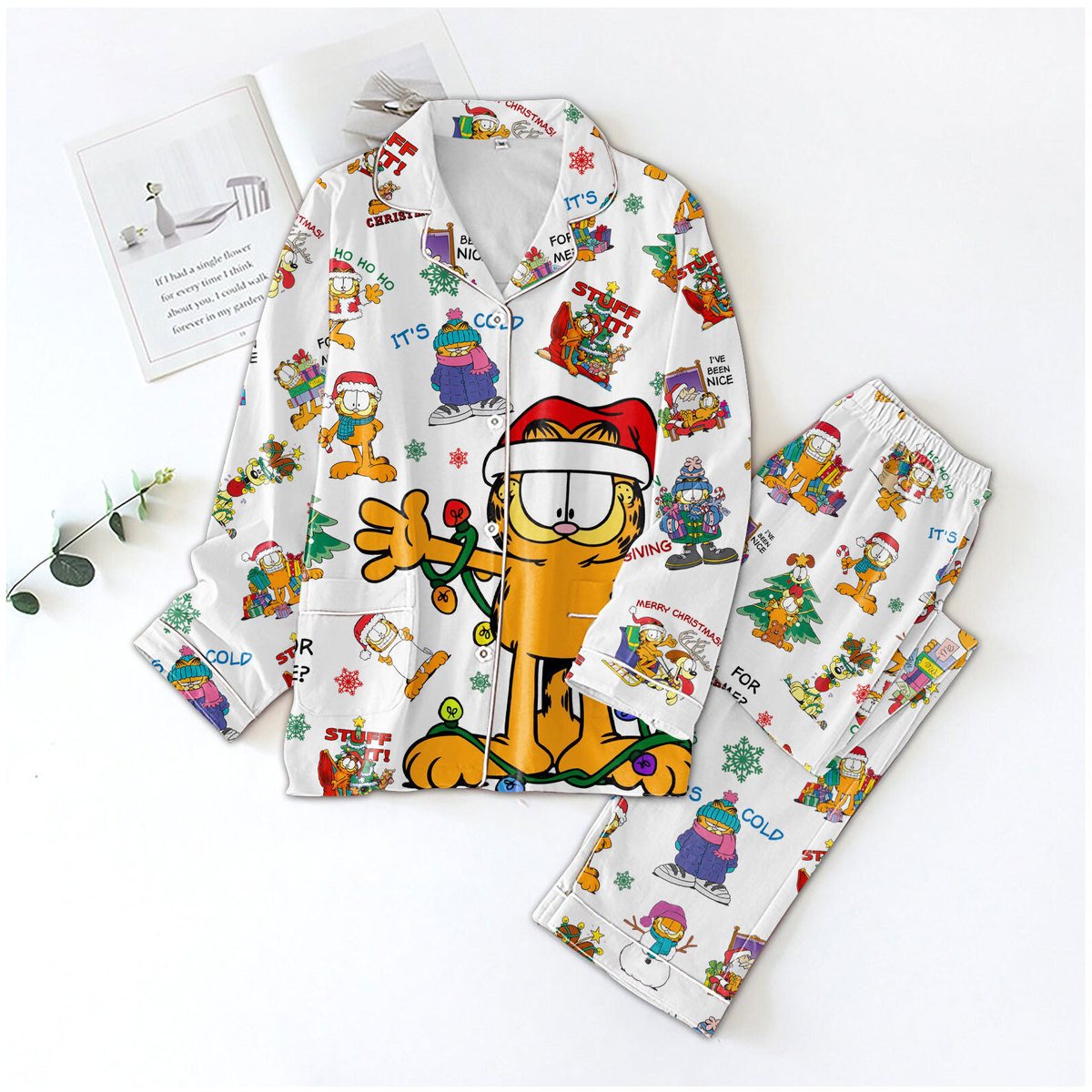 Premium Garfield Ss Button Pajamas Set Thy - Haillierowe