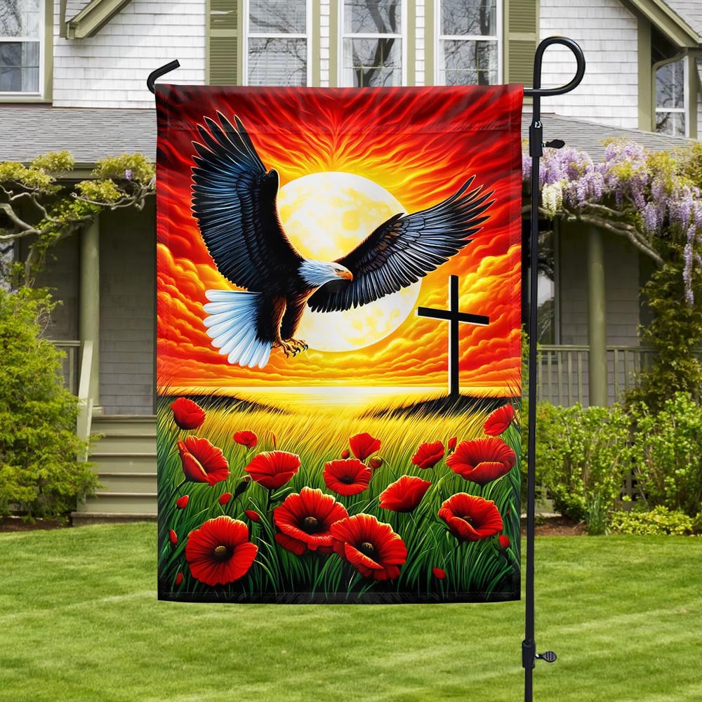 Memorial Day Eagle Poppy Flowers Flag Patriotic Flag Indoor Outdoor