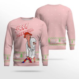 Donald Trump Sorry Merica's Full Ugly Christmas Sweater Powder Pink