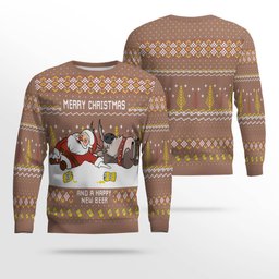 Merry Beermas and a Happy New Beer Ugly Christmas Sweater Mocha Mousse