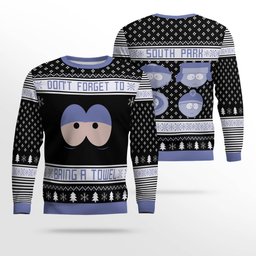 Southpark Don't Forget To Bring a Towel Ugly Christmas Sweater Black