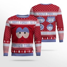 Southpark Don't Forget To Bring a Towel Ugly Christmas Sweater Red