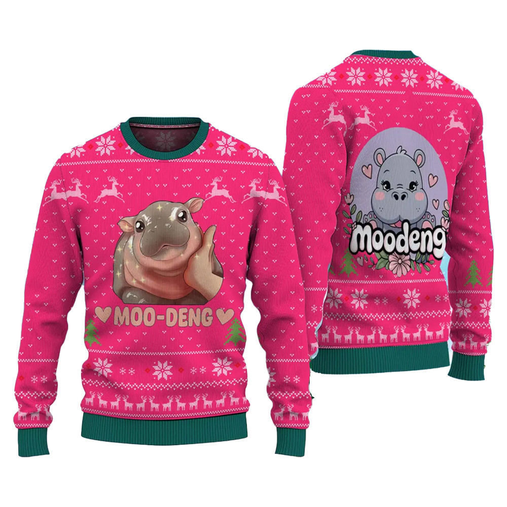 Baby Hippo Moo Deng Ugly Sweater - Skullridding