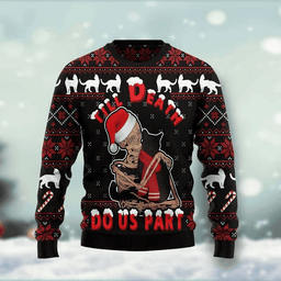 Black Cat Till Death Do US Part Christmas Ugly Sweater - Skullridding