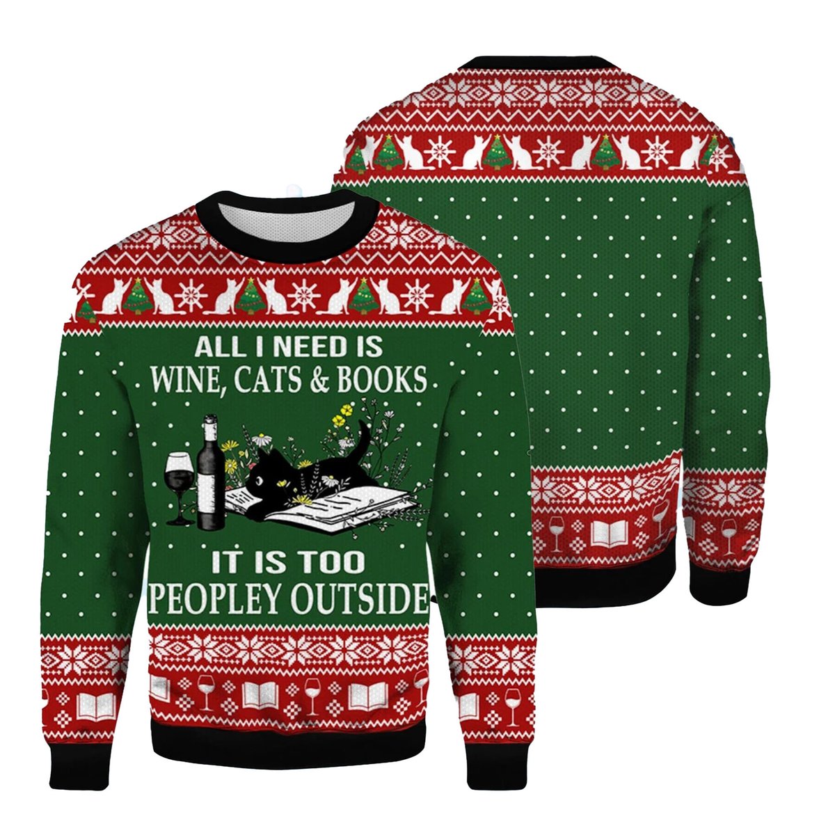 That's What I Do I Read Books I Drink Wine and I Know Things Ugly Christmas Sweater - Skullridding