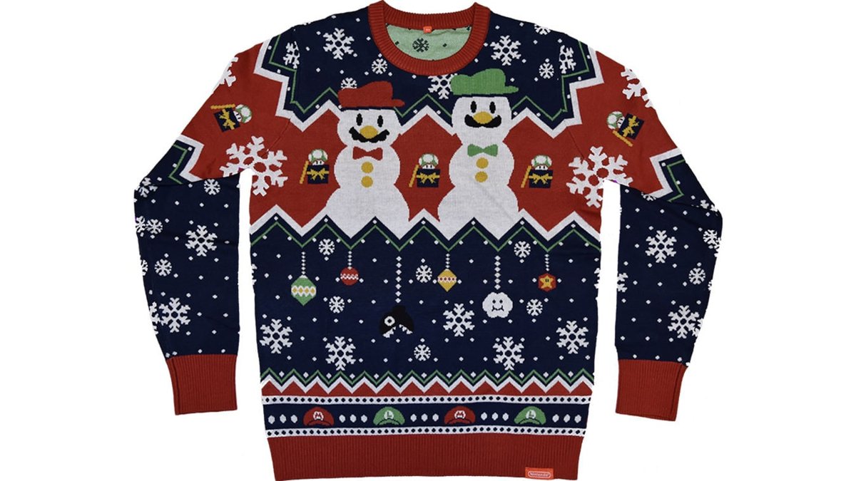 Super Mario Snowman Holiday Ugly Sweater - Skullridding