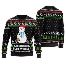 Can Someone Snowman Blow My Nose Ugly Christmas Sweater Black