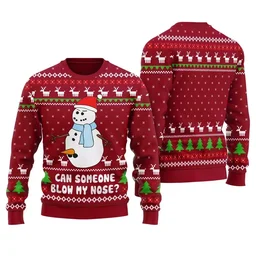 Can Someone Snowman Blow My Nose Ugly Christmas Sweater Red