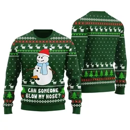 Can Someone Snowman Blow My Nose Ugly Christmas Sweater Green