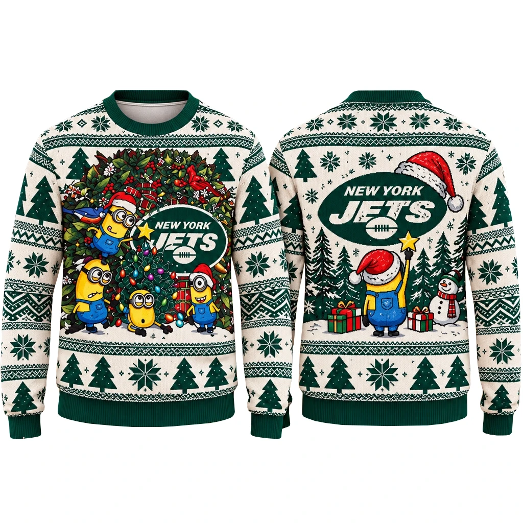 New York Jets x Minion Christmas 2026 Ugly Sweater