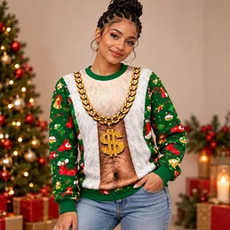Hairy Golden Chain Funny Christmas 2026 Ugly Sweater for Christmas Fans