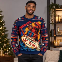 Metallica Welcome To Fabulous Las Vegas Demon Devil Ninja Star 2026 Ugly Christmas Sweater