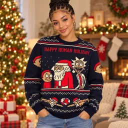Rick And Morty Happy Human Christmas Ugly Sweater