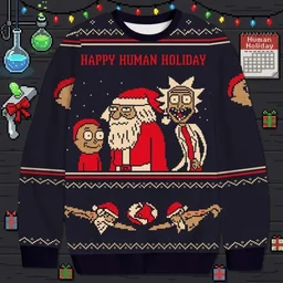 Rick And Morty Happy Human Christmas Ugly Sweater