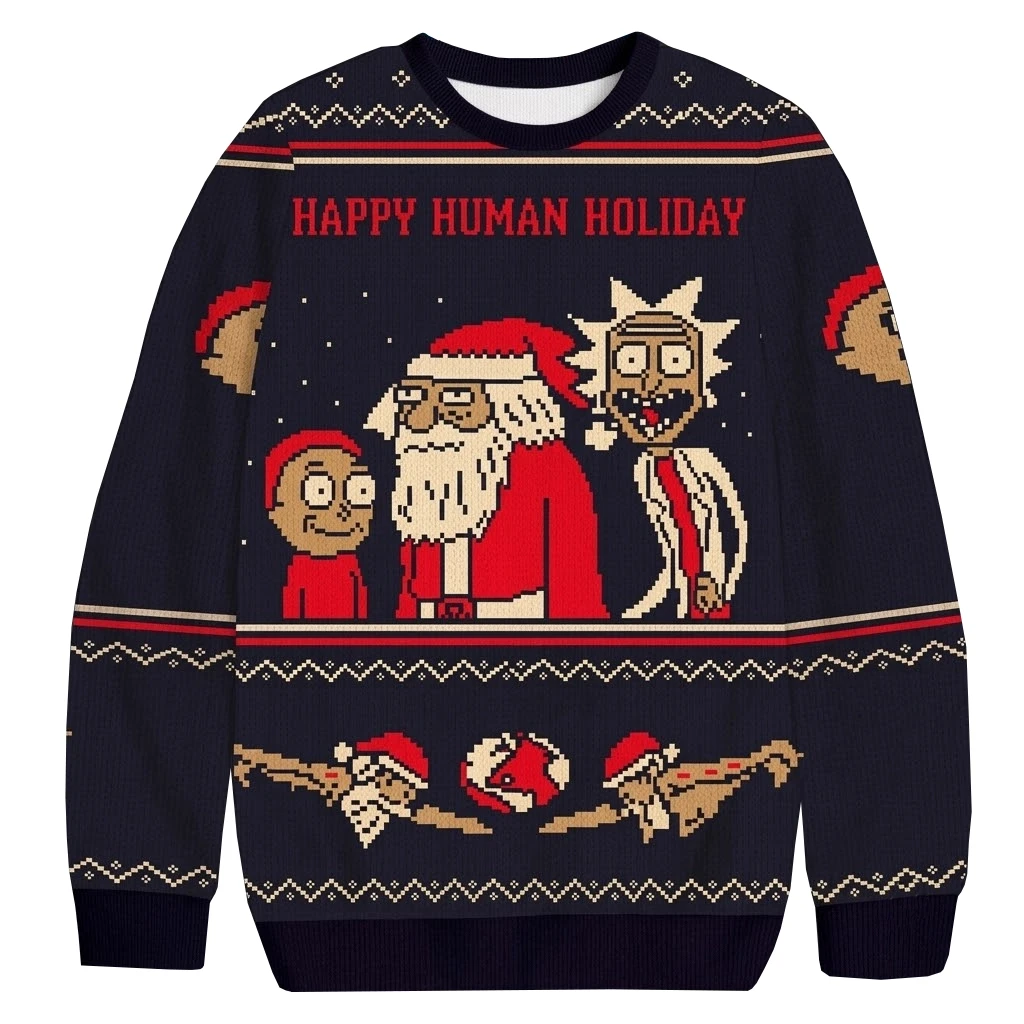 Rick And Morty Happy Human Christmas Ugly Sweater