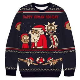 Rick And Morty Happy Human Christmas Ugly Sweater