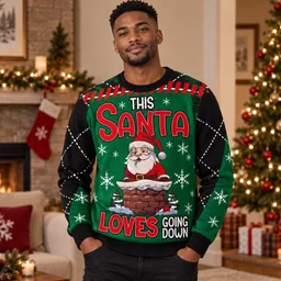 This Santa Loves Going Down Christmas Ugly Sweater