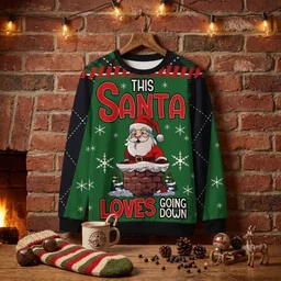 This Santa Loves Going Down Christmas Ugly Sweater