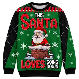 This Santa Loves Going Down Christmas Ugly Sweater