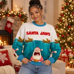 Santa Jaws Holiday Chaos Christmas Ugly Sweater