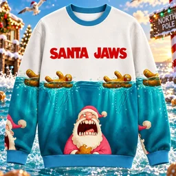Santa Jaws Holiday Chaos Christmas Ugly Sweater