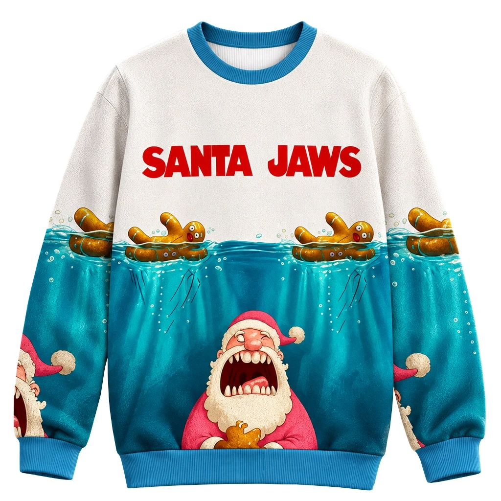 Santa Jaws Holiday Chaos Christmas Ugly Sweater