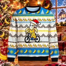 Banana Man Cycling Ugly Christmas Sweater
