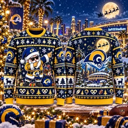 Los Angeles Rams Santa Claus Xmas 2026 Ugly Sweater