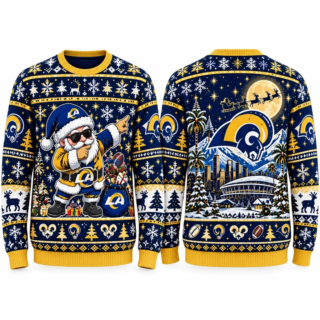 Los Angeles Rams Santa Claus Xmas 2026 Ugly Sweater