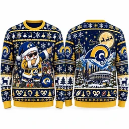 Los Angeles Rams Santa Claus Xmas 2026 Ugly Sweater
