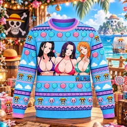 One Piece Boa Hancock Robin Nami Christmas Ugly Sweater For One Piece Fans