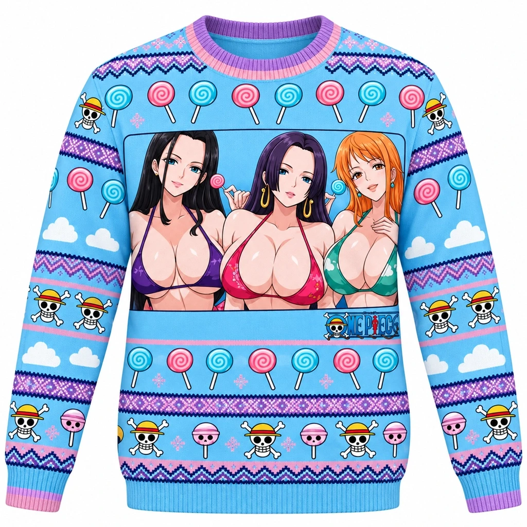 One Piece Boa Hancock Robin Nami Christmas Ugly Sweater For One Piece Fans