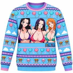 One Piece Boa Hancock Robin Nami Christmas Ugly Sweater For One Piece Fans