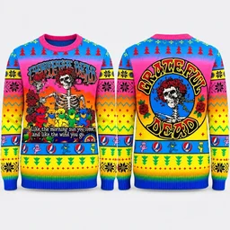 Grateful Dead Skull Roses Dancing Bears Rainbow 2026 Ugly Sweater