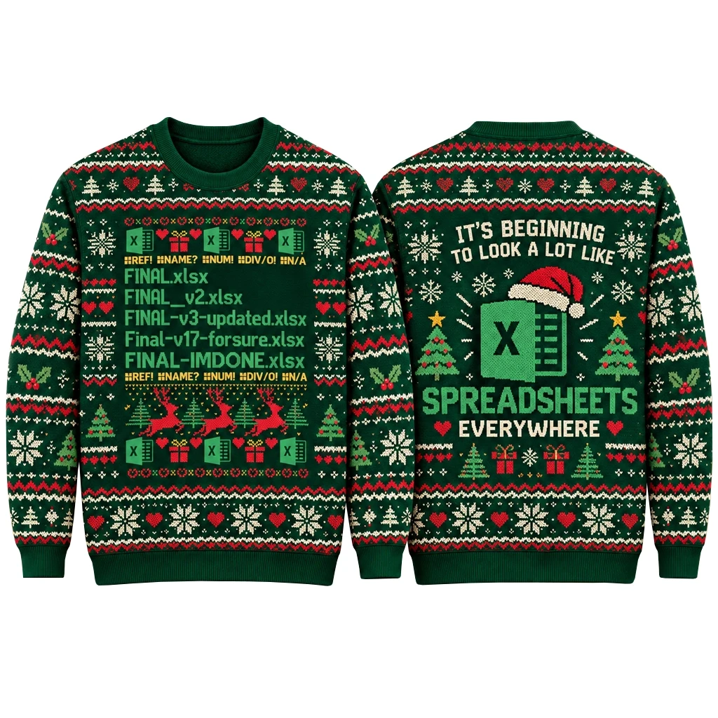 Microsoft Excel Final Version Spreadsheet Christmas Ugly Sweater