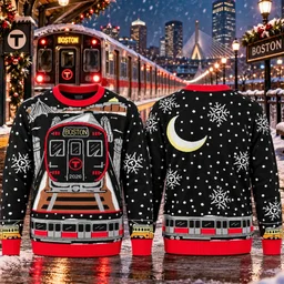 Boston MBTA Subway Train Christmas 2026 Ugly Sweater