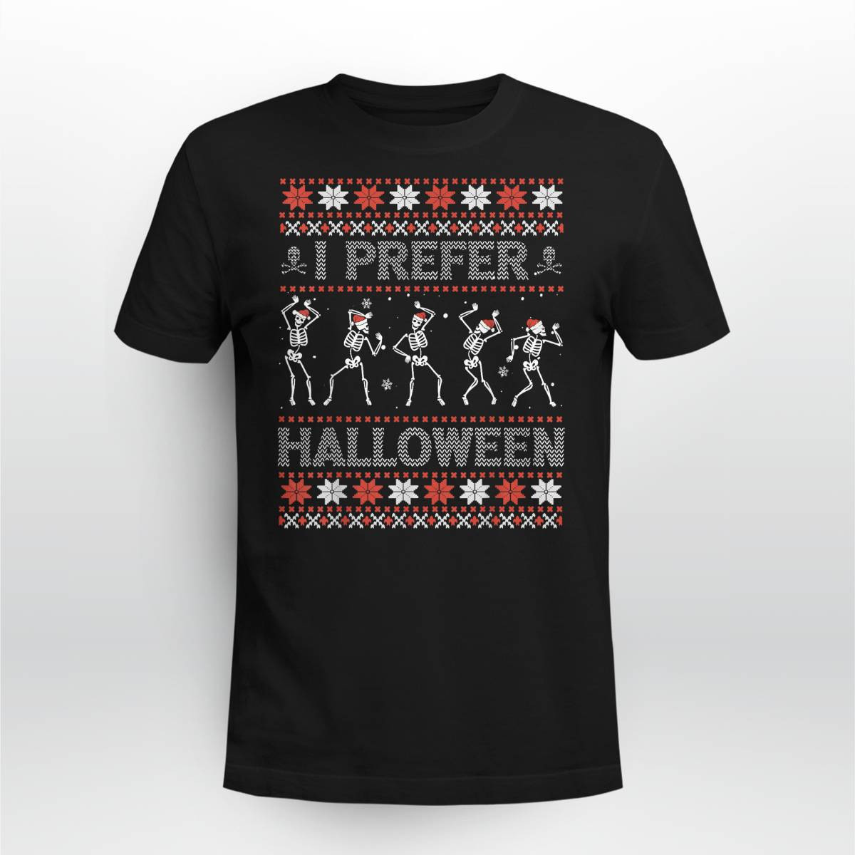 I Prefer Halloween Ugly Christmas Sweater Dancing Skeletons