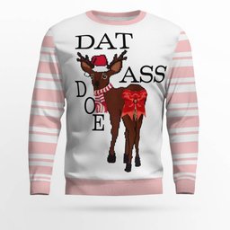 Dat Ass Doe Ugly Christmas Sweater Powder Pink