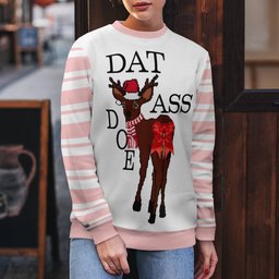 Dat Ass Doe Ugly Christmas Sweater Powder Pink