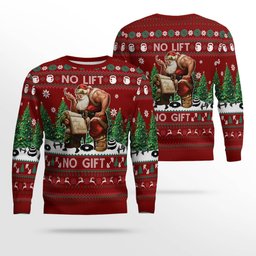 Santa No Lift No Gift Merry Christmas Ugly Christmas Sweater Red