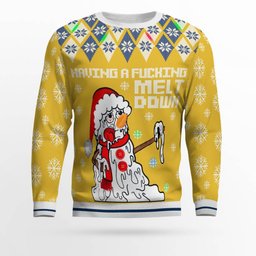 Having A Fucking Meltdown Ugly Christmas Sweater Gold Metallic