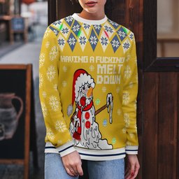 Having A Fucking Meltdown Ugly Christmas Sweater Gold Metallic