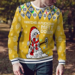 Having A Fucking Meltdown Ugly Christmas Sweater Gold Metallic