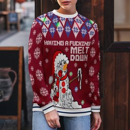 Having A Fucking Meltdown Ugly Christmas Sweater Burgundy