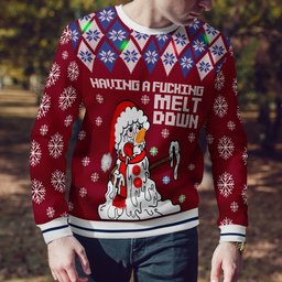 Having A Fucking Meltdown Ugly Christmas Sweater Burgundy