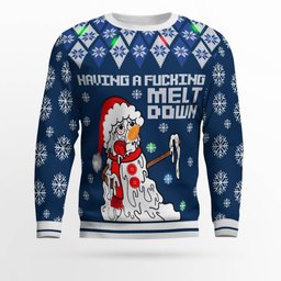 Having A Fucking Meltdown Ugly Christmas Sweater Navy