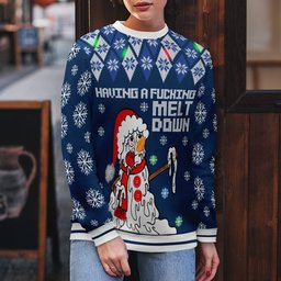 Having A Fucking Meltdown Ugly Christmas Sweater Navy