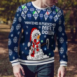 Having A Fucking Meltdown Ugly Christmas Sweater Navy