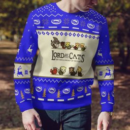 Lord Of Cats Ugly Christmas Ugly Christmas Sweater Funny Blue