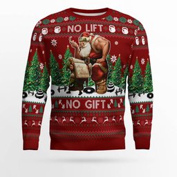 Santa No Lift No Gift Merry Christmas Ugly Christmas Sweater Red